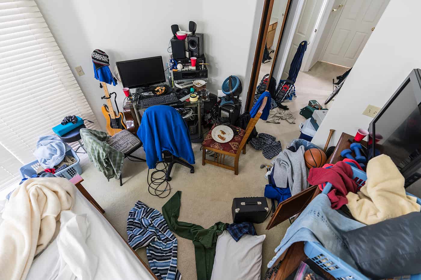 image of a messy room that our team is providing junk removal services in Marietta GA to get rid of the mess